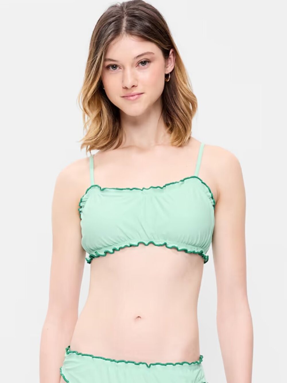NWT L Old Navy 2 Piece Bikini Set Palo Verde Ruffle Top Mid-Rise Ruffle Bottom